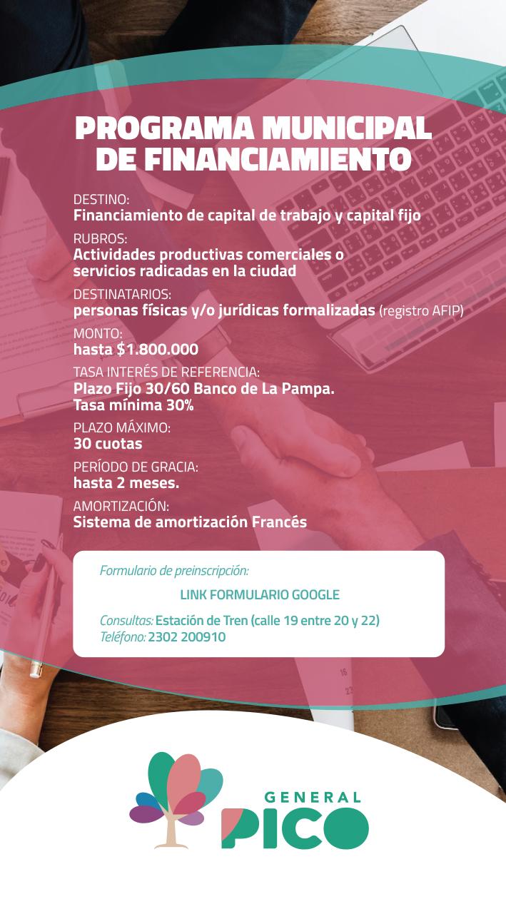 SE ENCUENTRA VIGENTE EL PROGRAMA MUNICIPAL DE FINANCIAMIENTO